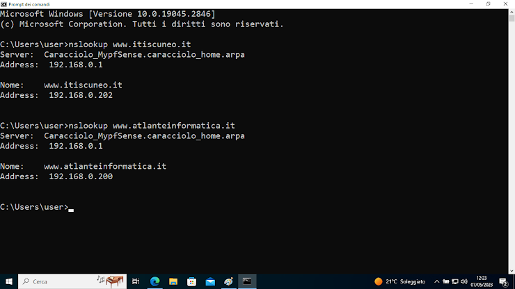 Test nslookup DNS